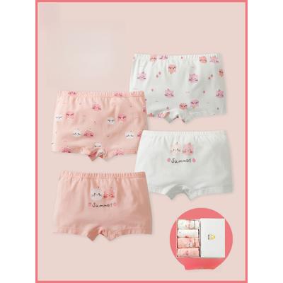 Girls' Pure Cotton Boxer Briefs for Older Children, Comfortable Four-Corner Underwear, Skin-Friendly and Breathable Baby Underwear, Antibacterial