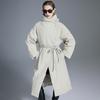 pleated kinked belt loose new down jacket women's long large size thin design white duck down jacket