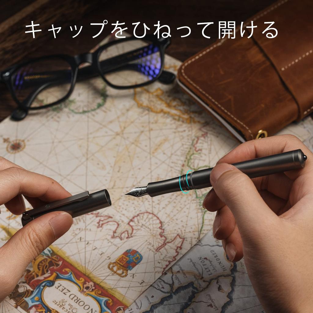 KeyUnity KP02 Fountain Titanium Alloy Fine for Writing Perfect Anniversary Present Pen, Nib, Refillable, Silver, & Journaling, Gift,