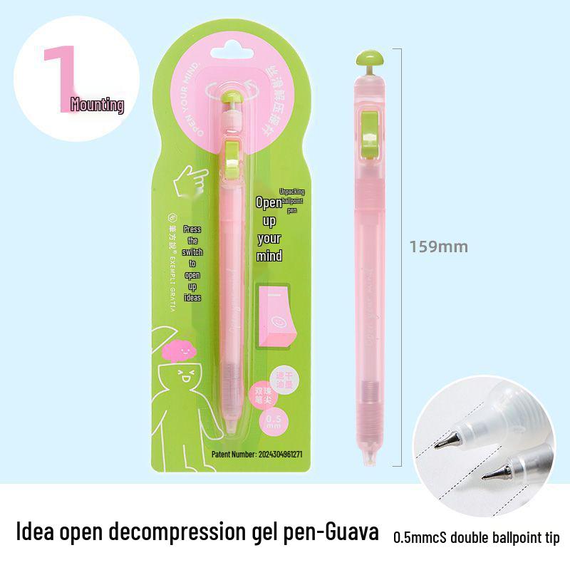 Decompression Neutral Push-Button Quick-Dry Double-Ball Pen, Student-Friendly CS Tip, Black Ink Brush. Decompression Pen - Double-Ball CS Tip