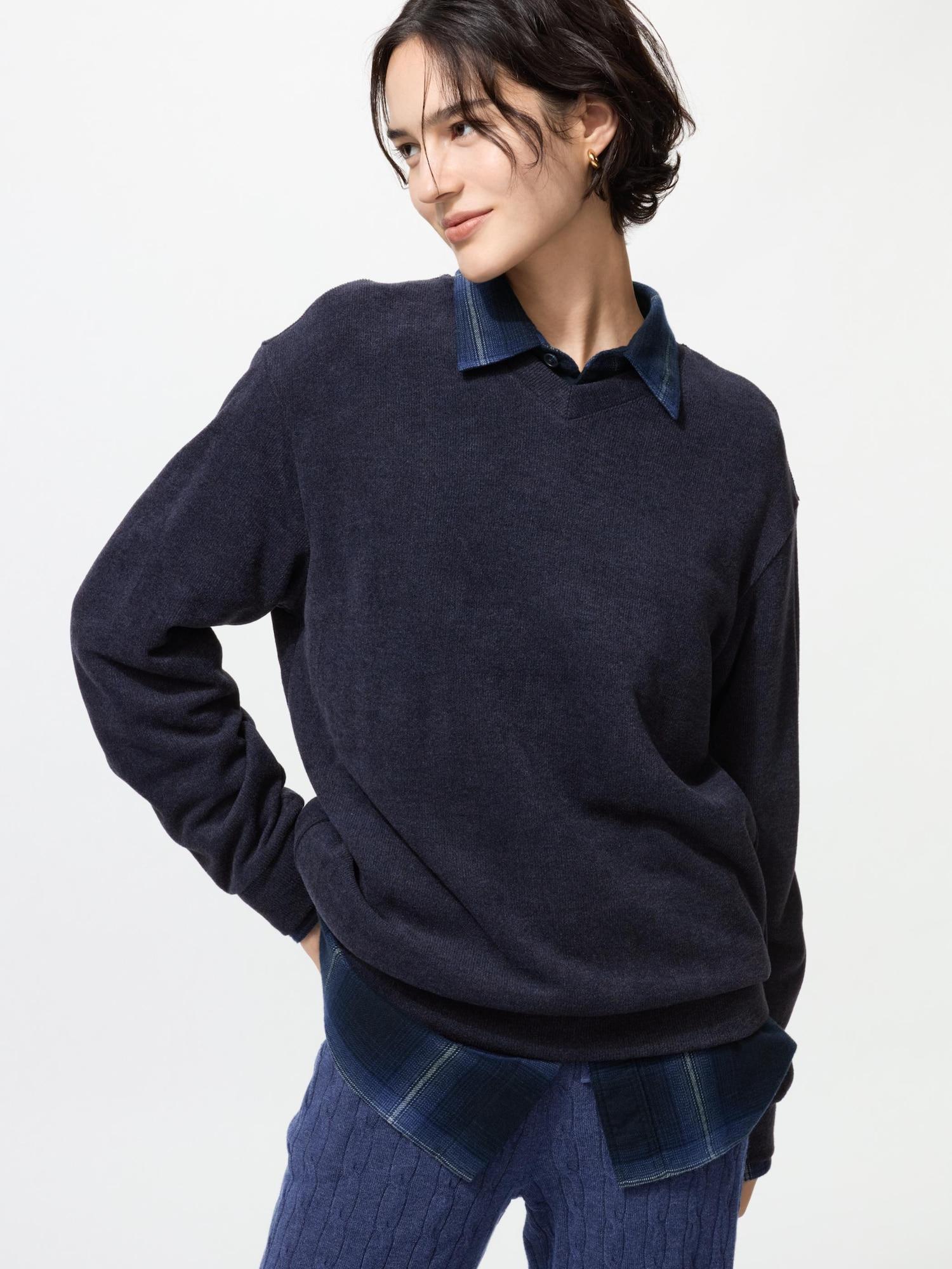 

Uniqlo SofT KniT Флисовая футболка с V-образным вырезом 69 NAVY/3XL