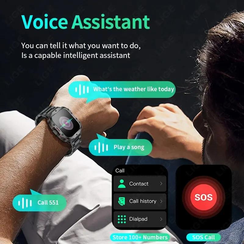 2024 New Rugged Military GPS Smart Watch Men Bluetooth Call Health Monitoring AI Voice Sports Waterproof Smartwatches