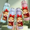 1PC Bow Decor Baby Cow Christmas 750ml Color Plastic Sports Water Bottle Leakproof Flip Straw Lid Suitable for Sports Office Home Use