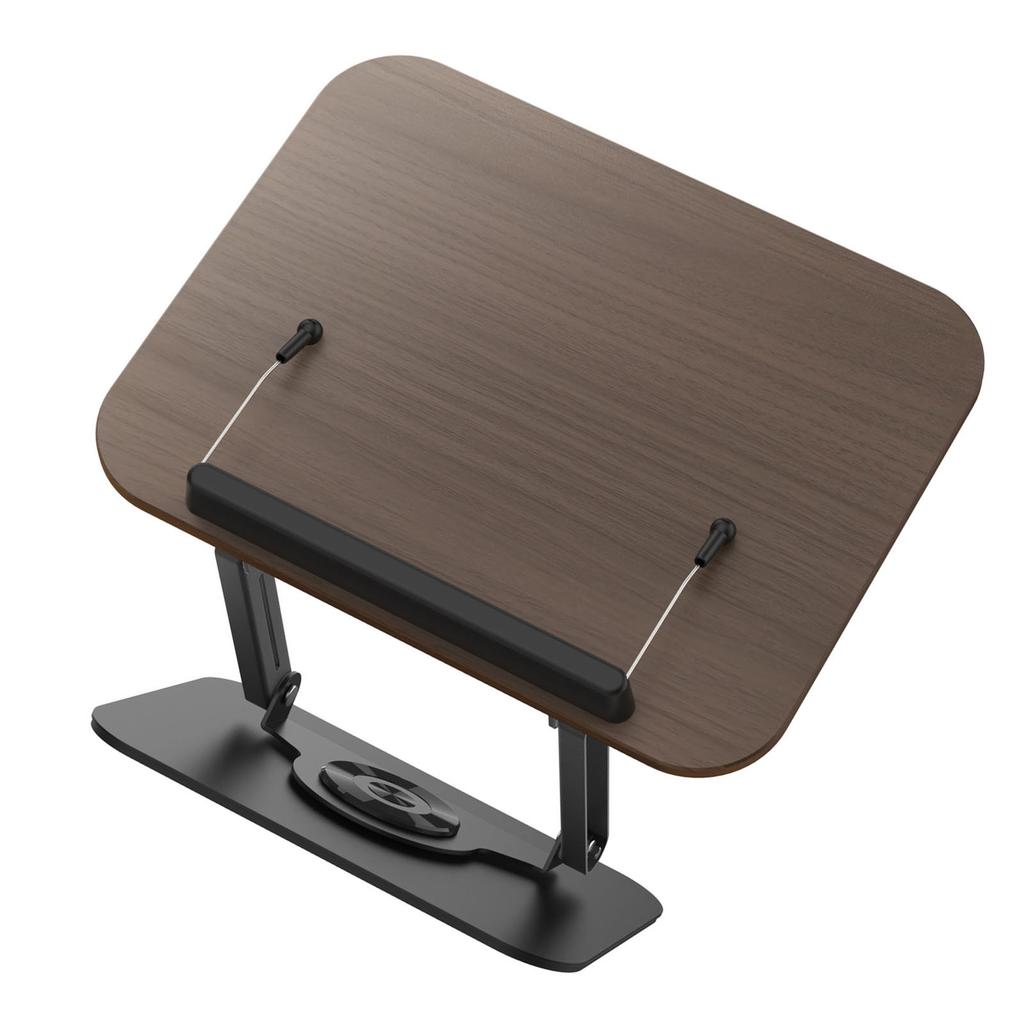 Book Stand Foldable   Book Holder with 360 Degrees  Rotating Base Elastic Clips for Recipe Tablet Laptop
