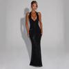 Sexy deep V sleeveless neck dress women's year summer temperament sequined backless waist hip skirt