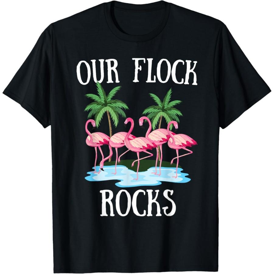 

Our Flock Rocks Flamingos Lover Family Vacation Group T-Shirt(1) XXXXXL чорний