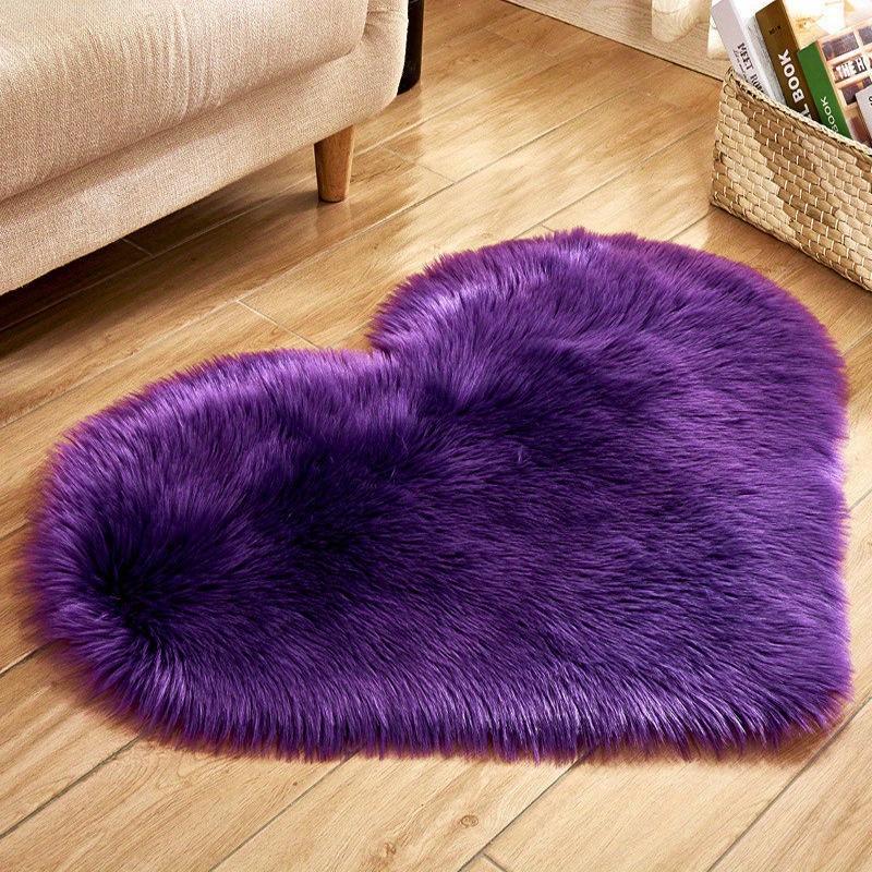 Heart Shaped Plush Rug 40x50cm Super Soft Fluffy Shaggy Carpet for Bedroom Living Room Non-Slip Floor Mat Decor Valentine Gifts