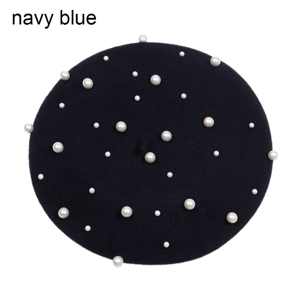 Damen Mädchen Verstellbare Elegante Perle Französische Künstler Kappe Baskenmütze Warme Wolle Malermütze