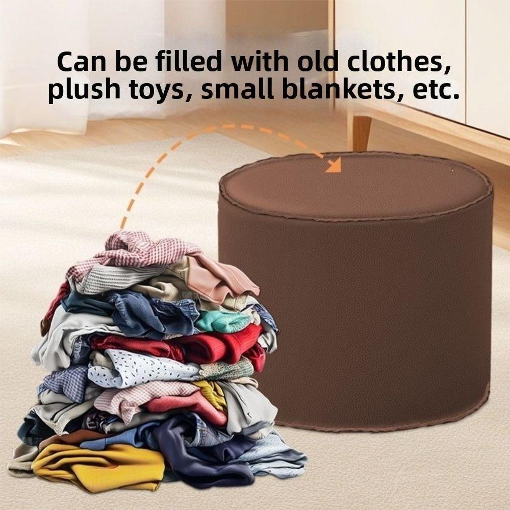 Non-Slip Cylinder Ottoman Waterproof Leather Pouf Multi-functional Storage Stool  Shoe-changing