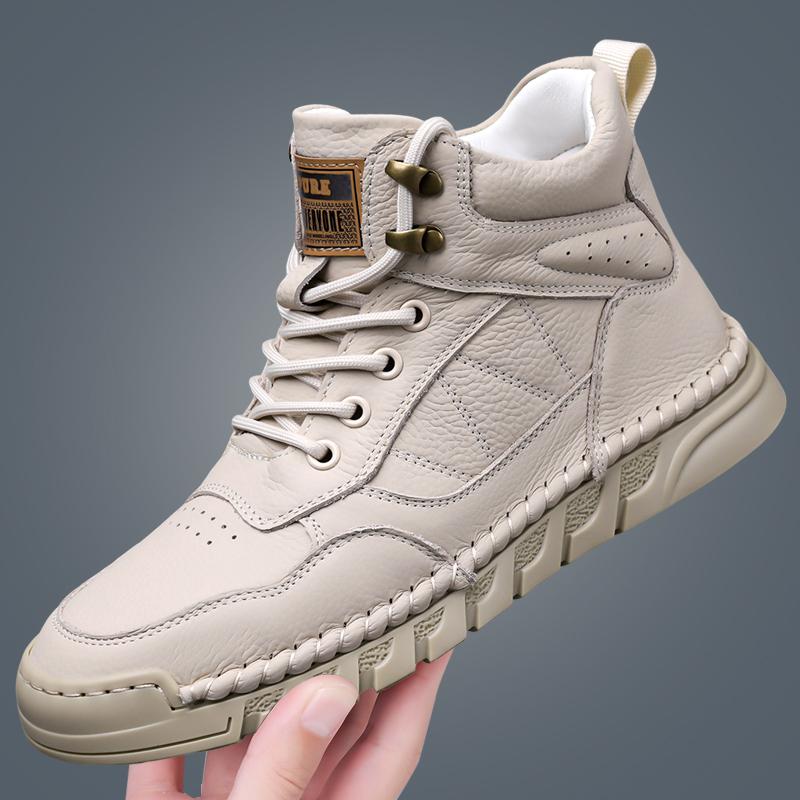 

Genuine Leather Men Casual Shoes Breathable Sneakers Fashion British Style Loafers Men Luxury Designer Boat Shoes 45