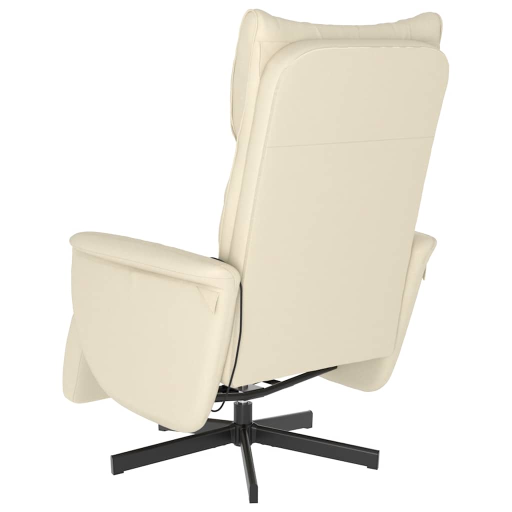 Massage Chair with Footrest Cream Faux Leather