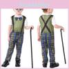 Cute Boys Grandpa Jumpsuit With Plaid Pants And Accessories For Halloween Dress Up