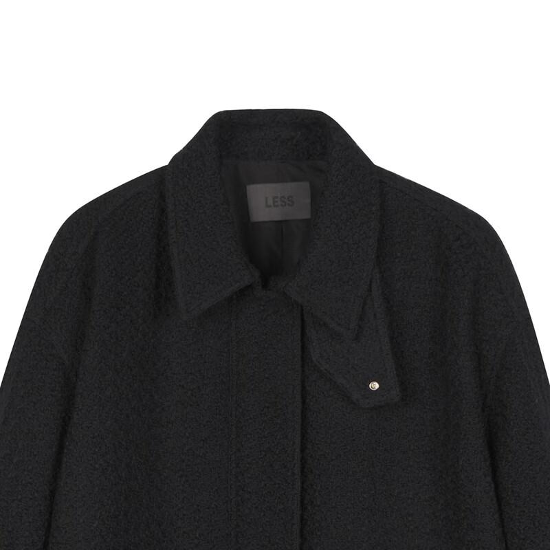 LESS 2024 Winter Lamb Wool Blend Loose Long Sleeve Woolen Jacket