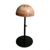 Wooden Hat Form Wood Grain Finish Display Stand Metal Base Woodwhite