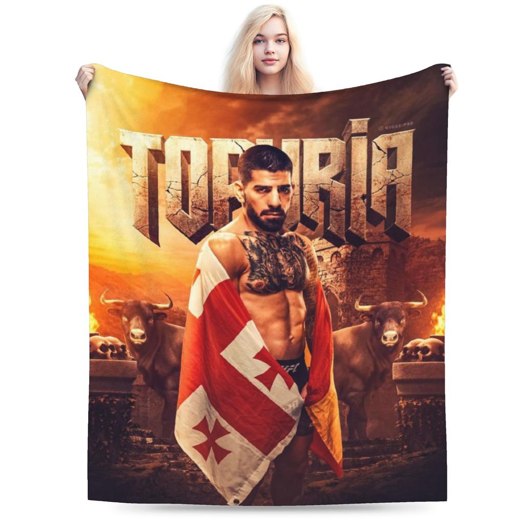 Ilia Topuria Lucha Libre Luchador Cosas Mantas Forro Polar Ultra Suave Mantas de Tiro Colcha Cómoda