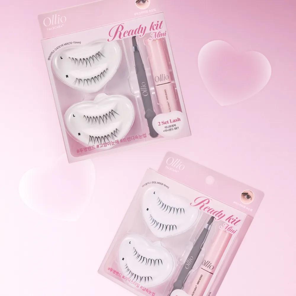 Ollio Falscara Eyelash [Ready KIT] 16pcs (+Mini Bond, Tweezer) Idol Mix (8-9mm) 16pcs