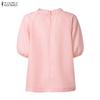 ZANZEA Blusa da donna casual con scollo rotondo, stampa floreale, manica corta larga