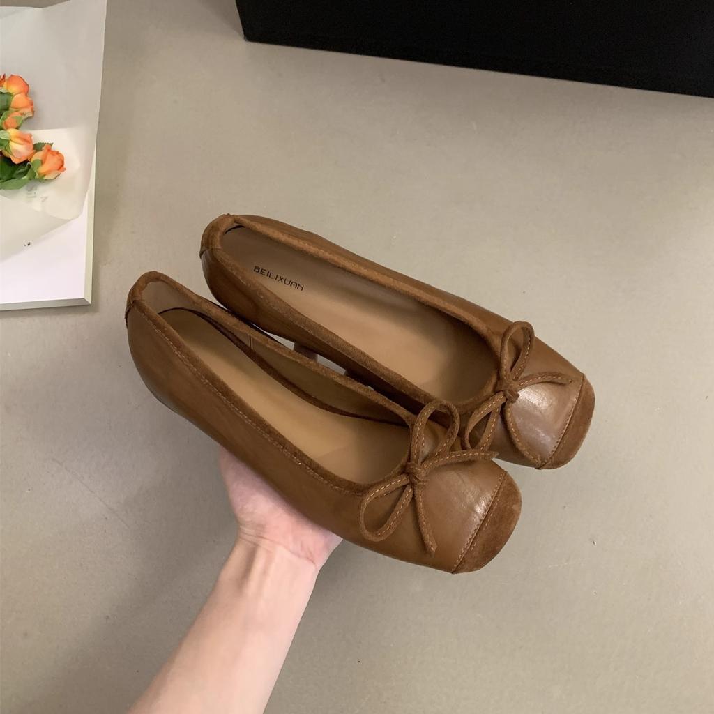 Inner height increase small silver single shoes women's shoes 2025 new spring and autumn platform French bow ballet evening shoes