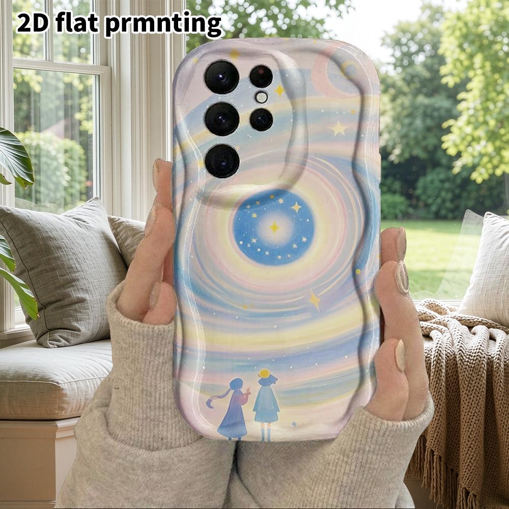Phone Case: 2D Flat Samsung Galaxy A34 A35 M05 M06 S20 S22 S21 FE Plus 5G Protective Case, Couple Style, Swirl Galaxy, Christmas and Halloween Gift