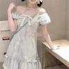 Summer Art Department Milk Mist Blue Dopamine Floral Cake Dress First Love Princess Micropuff Skirt Fluffy Short Skirt