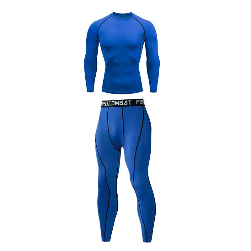 Men's Quick-Dry Sports Fitness Set: Breathable Long Sleeve Top & High Elastic Pants for Basketball, Running, Football & Training