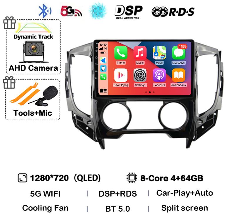 Android 14 Carplay Auto WIFI+4G Car Radio For Mitsubishi Pajero Sport 3 L200 2015-2019 Multimedia Video Player BT GPS Navigation