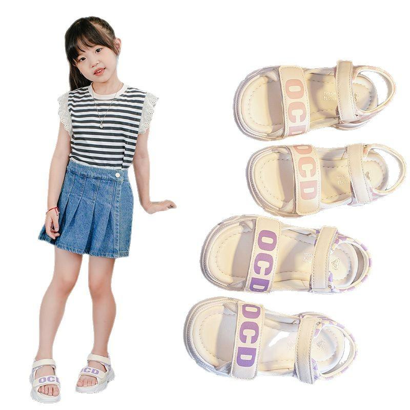 Girls Sandals Summer 2025 New Soft-soled Open-toed Sports Children's Beach Shoes Medium and Older Girls' Student Shoes