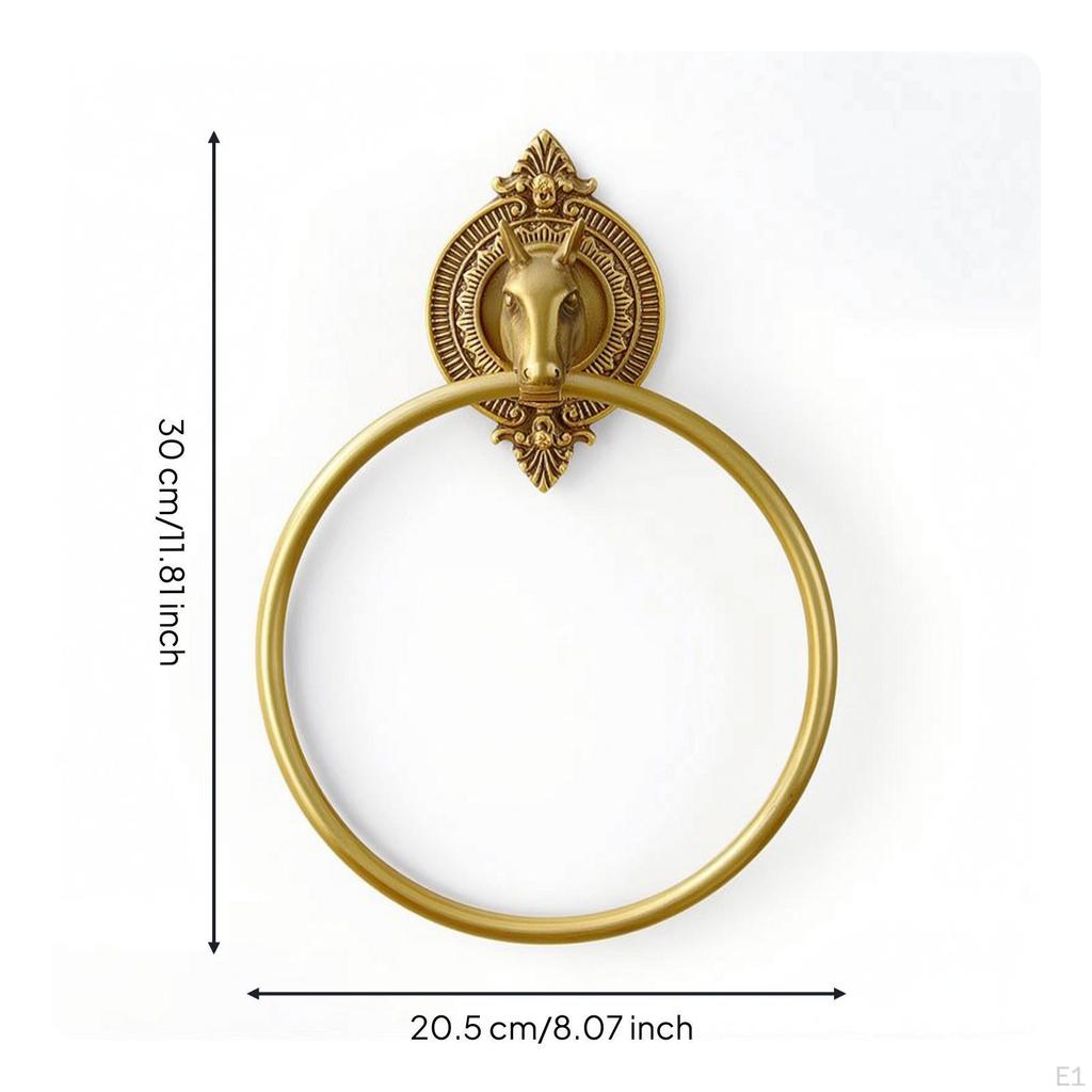 Towel Hoop with Decorative Backplate Ornate Bathroom Gold-Toned