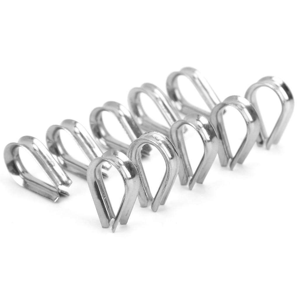 6MM Stainless Steel Boat Wire Rope Clamps Cable Protective Rings Thimbles Clamps