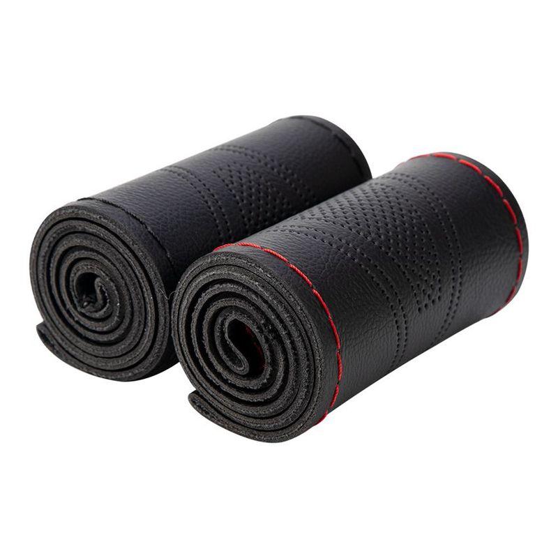 DIY Hand-sewing 38cm Car Steering Wheel Cover Fiber Leather braid Steering Wheel Cover Needle and Thread Interior Car accessorie Black Thread