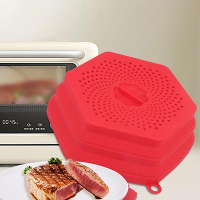 Flexible Safe Microwave Food Cover Vented Collapsible Splatter Guard with Heat Resistant Silicone Mat Multi-Purpose Non-Slip Lid