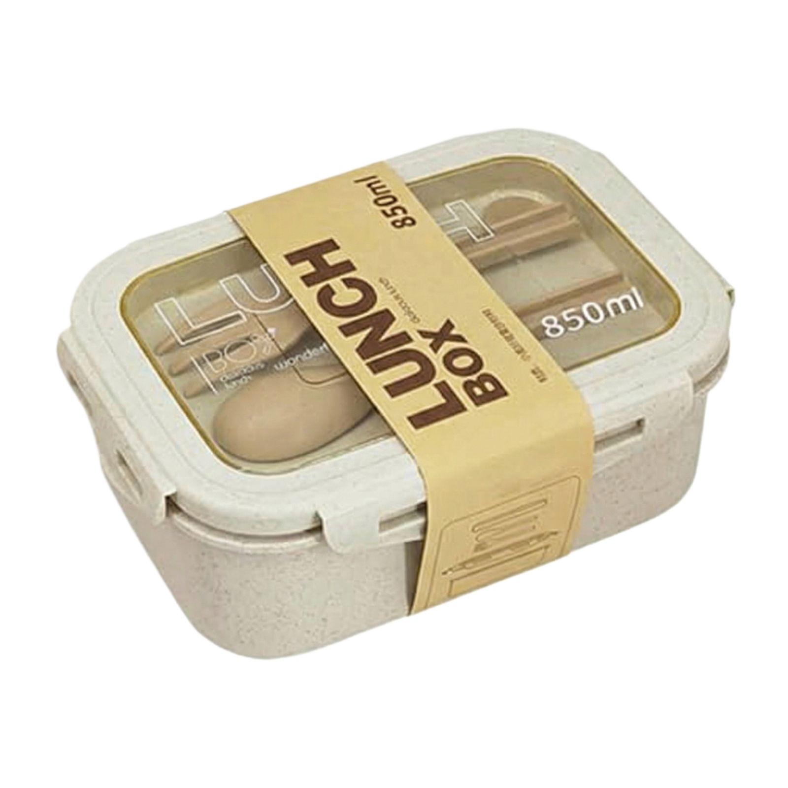 Double-compartment Japanese- Lunchbox Set Includes Spoon And Fork; Microwave-safe Lunchbox. бежевый