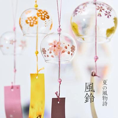 Edo Wind Chimes Chime Set 4 10 Glass Cherry Blossom Painting Handmade Festival Clear Sound Warding Off Evil Brings Good Luck Cool Feeling Summer Roof