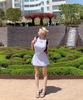 Lojanneu Cloudy Dot Boatneck Mini Dress (Heather Gray)