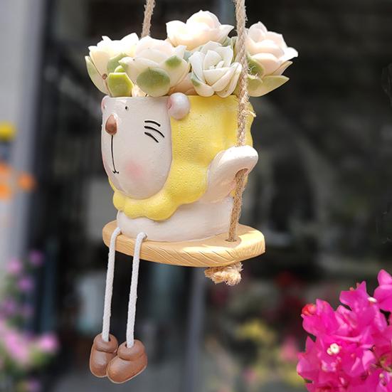 Huśtawka Doniczka Zwierzęca Wisząca na Ścianie Doniczka Kreskówkowa Kapibara Lew Doniczka na Sukulenty Mały Kaktus Dekoracja Wewnętrzna Zewnętrzna