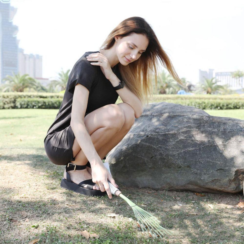 Iron 9Teeth Garden Rake 15.5 Inch Leaf Broom Cleaning Rake Hand Rake  Yard