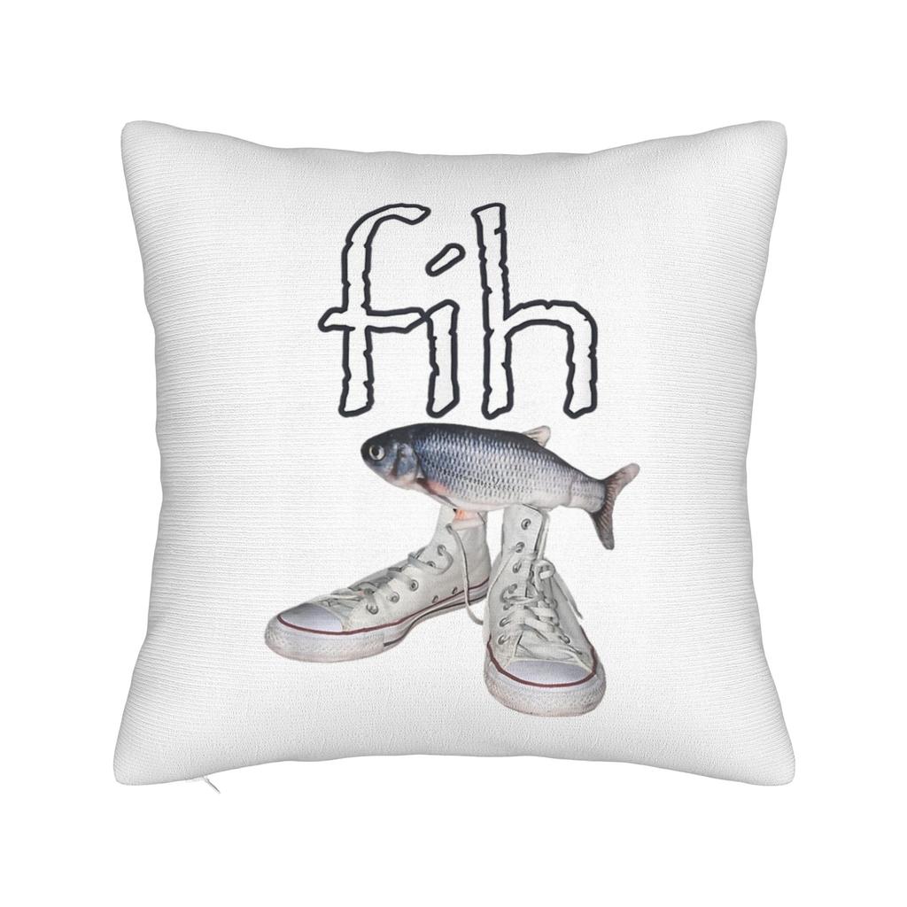 Fih Shoes Fish Funny Misspelled Fish Meme Fih Calling Humor Square Pillow Covers Room Cushion Cover Creative Decor Pillowcase