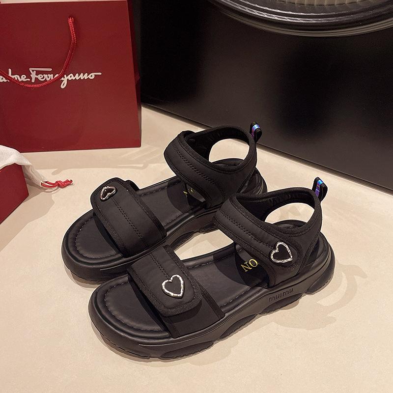 Sports Sandals Women's 2025 New Summer Wear Versatile Flat Sandals with Skirts Velcro Beach Roman Shoes