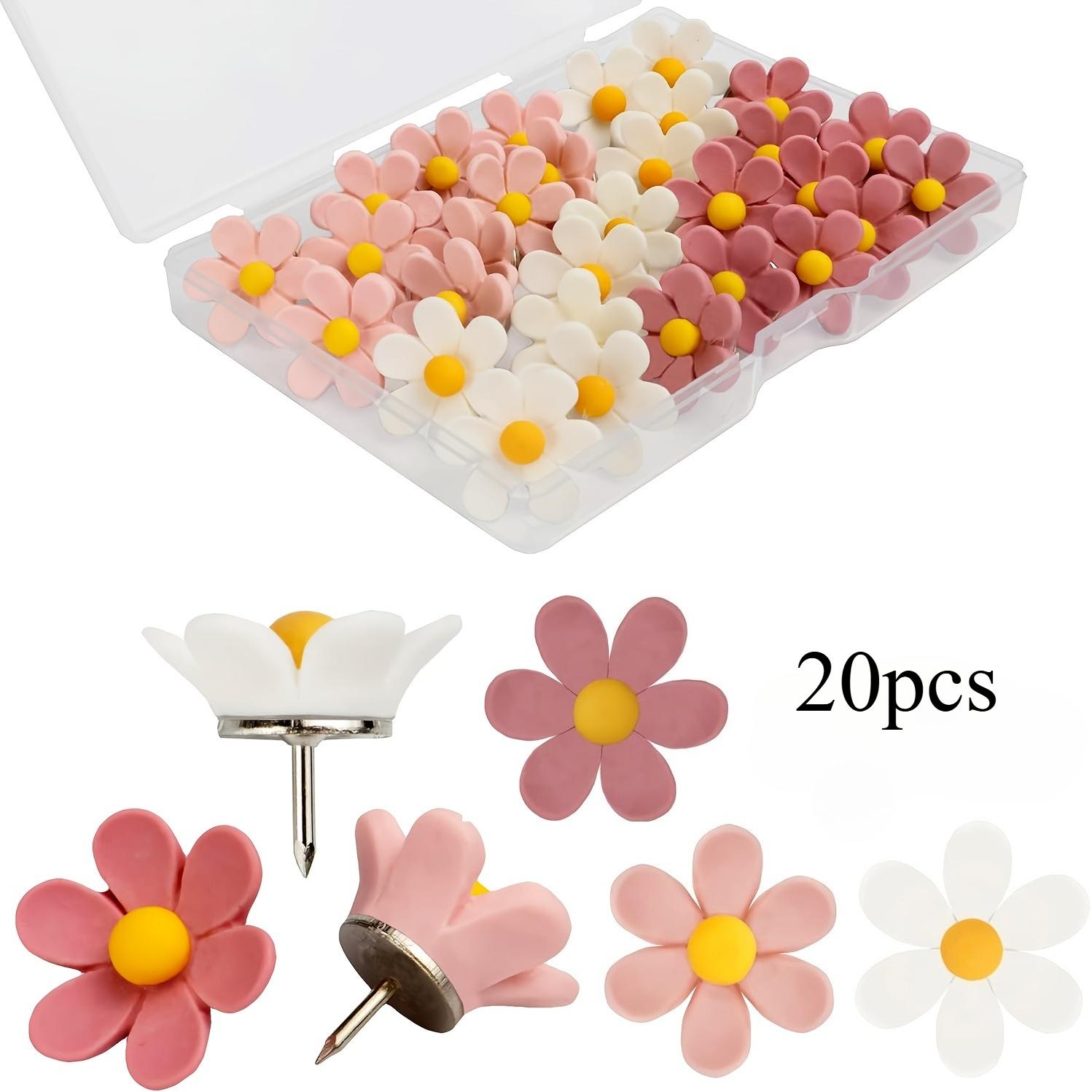 20 шт. Розовые Цветочные Кнопки-Гвоздики - Декоративные Смоляные Цветочные Кнопки для Фотостен и Офисных Принадлежностей