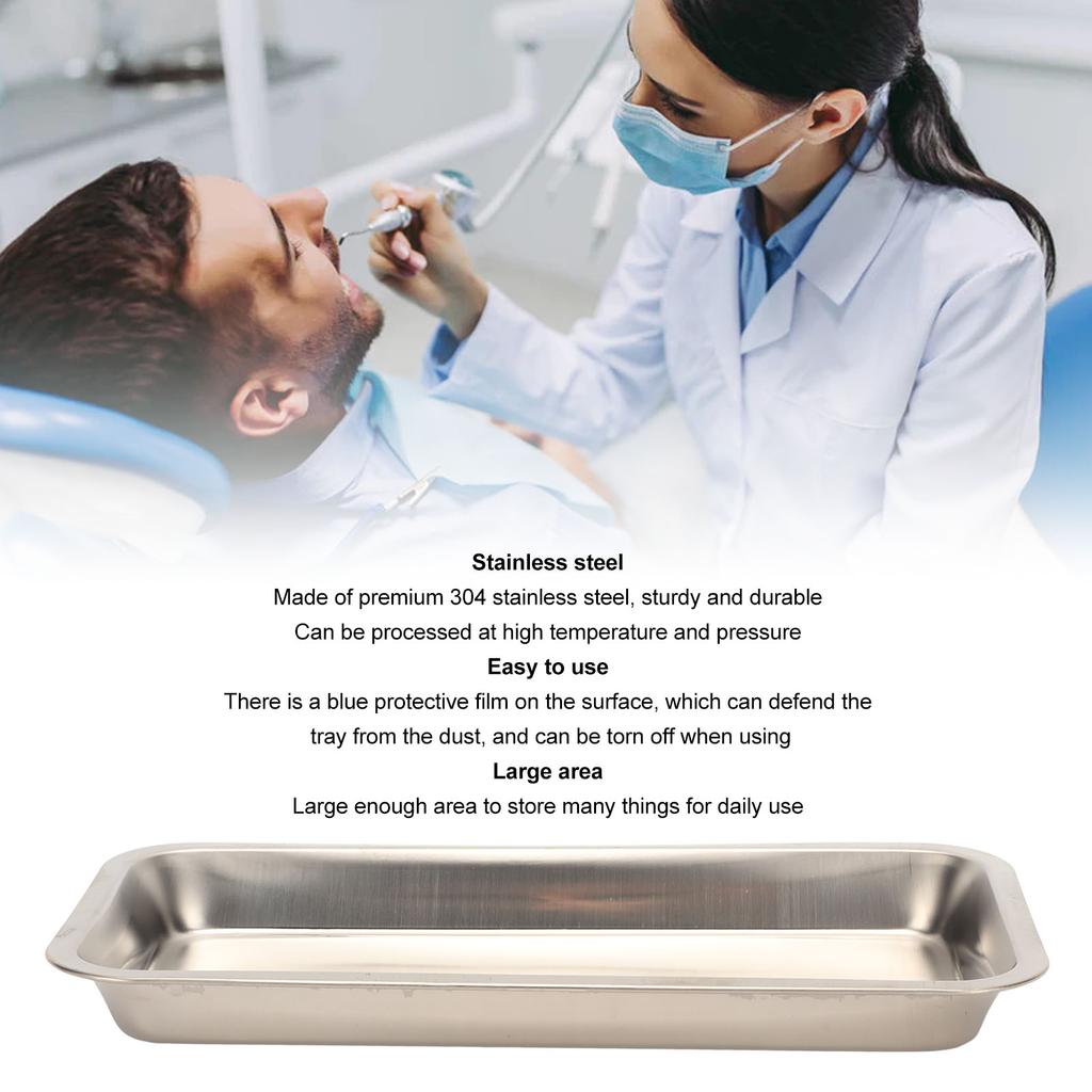 Stainless Steel Surgical Dental Tray Rectangular Metal Cosmetic Storage Tray for Nail Art Equipment