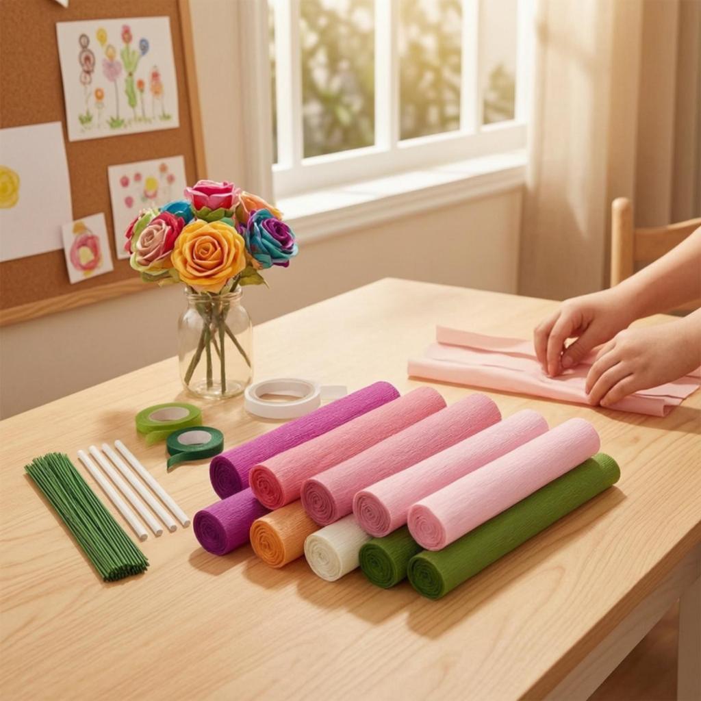 Paper Flower Making Kit Ribbed Glue Stick Colorful for School Projects, Students