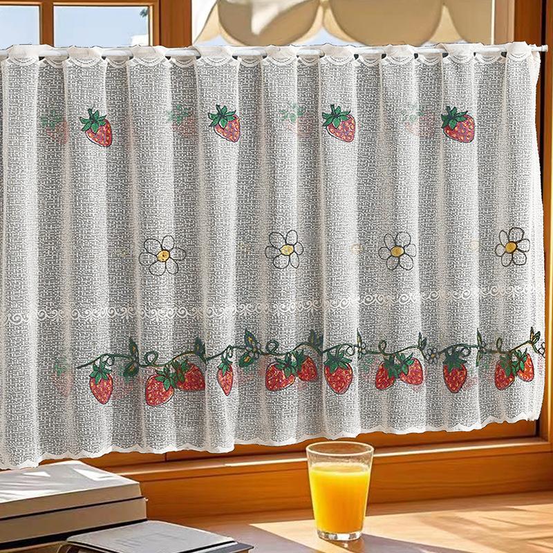 

Fresh and light style dust-proof embroidered curtains, transparent partition curtains, short curtain door curtains 1