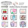 Fashion Cherry Flower Heart Star Dreamy Shiny Zircon Y2K Italian Charm Links Fit 9mm Bracelet Stainless Steel DIY Making Jewelry