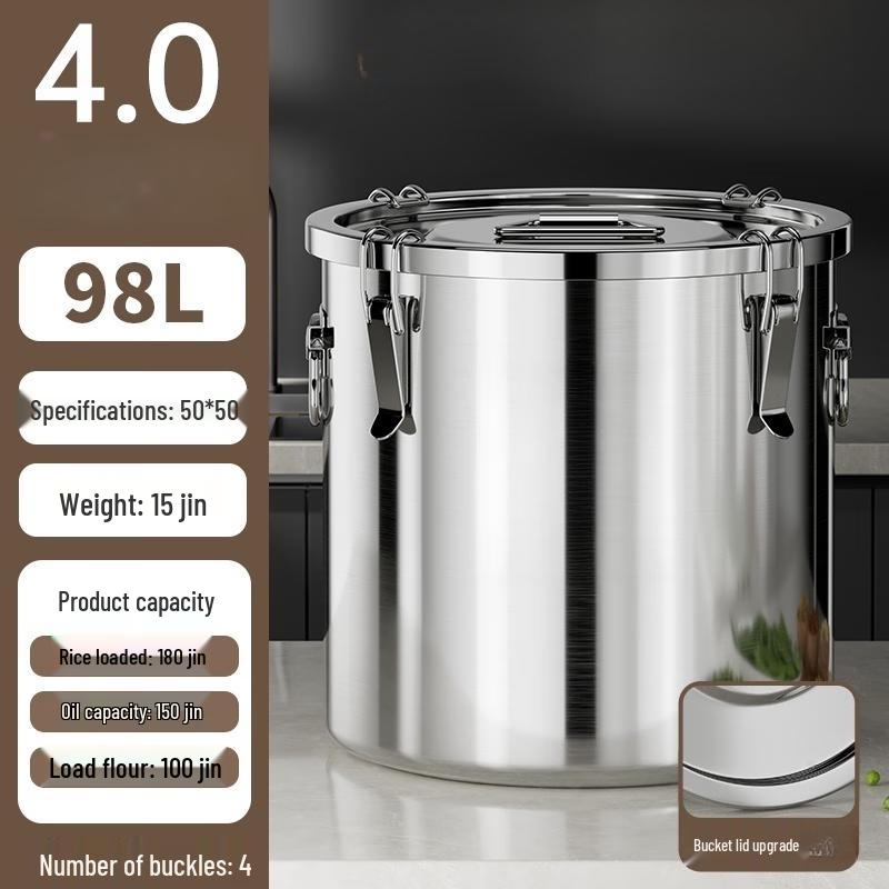 98L 304 Stainless Steel Sealed Rice Storage Container