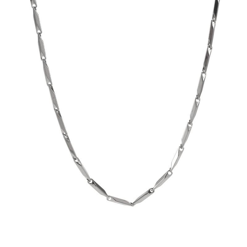 Exclusive Design Titanium Steel Oval Chain Necklace, Versatile, Luxurious, Hip-hop and Street Style Bamboo Leaf Collar Thin Chain
