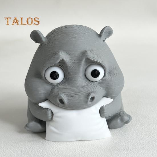 Trauriges Baby-Nilpferd 3D-gedrucktes Nilpferd-Ornament Miniatur-Nilpferd-Figur Desktop-Sammlerstück Nilpferd-Dekoration für Zuhause Büro