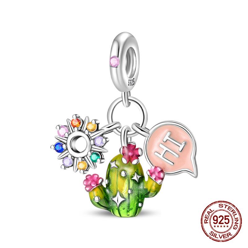 New 925 Silver Pumpkin Car Princess & Cactus Charms Fit 925 Bracelet Jewelry Making For Women Gift
