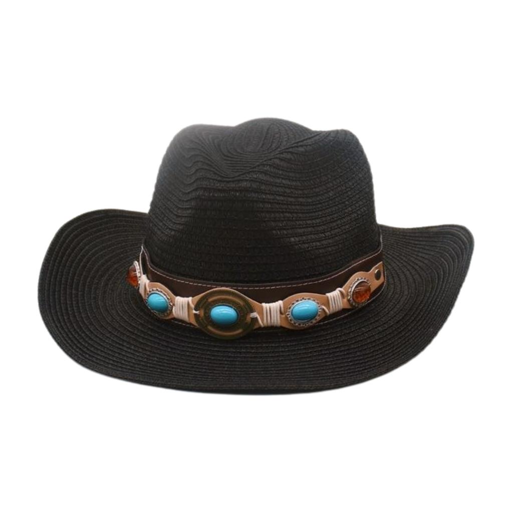 Beach Seaside Travel Straw Hat High Sense Ethnic Style Woven Straw Hat Western Cowboy Hat