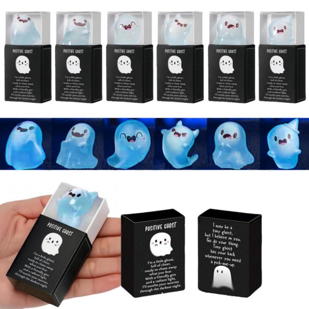 6/12pcs Halloween Mini Resin Ghosts Glow in The Dark Mini Ghost Figures Luminous Ghost Figurines Cute Halloween Party Favors