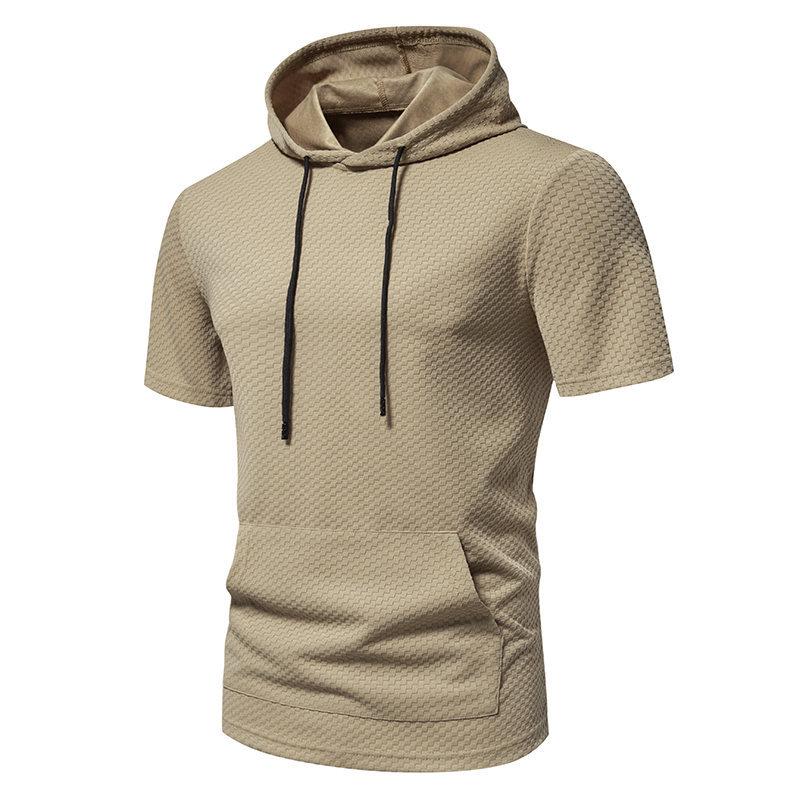 Men's Waffle Short Sleeve Hoodie Lightweight Pullover Summer Casual Hooded Sweatshirts Breathable T-Shirts Moisture Wicking Dry Fit Shirts for Men